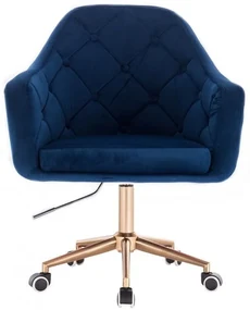 LuxuryForm DESIGN Kreslo ANDORA VELUR na zlaté podstave s kolieskami - modré
