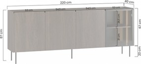 Štvordverová komoda Dunari 220 cm so zásuvkami - dub slávonia - Výstavný výpredaj