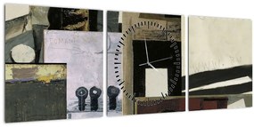 Obraz - Kubizmus (s hodinami) (90x30 cm)