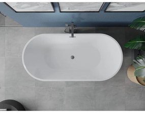 Mexen Luna, voľne stojaca vaňa 160 x 75 cm, biela, brúsený grafit prepad, 52031607500-95