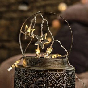 DECOLED LED světelný řetěz na baterie, 10 teple bílých diod, 1,5 m, akrylové hvězdičky