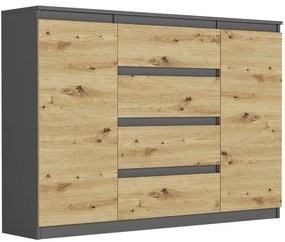 Priestranná komoda R-140-S4 - rôzne farebné prevedenia antracit mix artisan