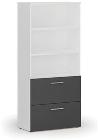Skriňa so zásuvkami pre závesné zložky PRIMO WHITE, 1781 x 800 x 420 mm, biela/grafit