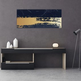 Obraz - Modrá a zlatá abstrakcia N⁰2 (120x50 cm)