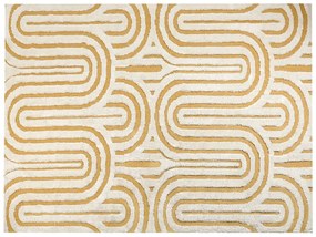 Bavlnený koberec 300 x 400 cm krémová biela a žltá PERAI Beliani