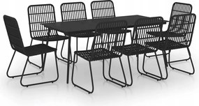 vidaXL 9-dielna sada záhradného nábytku, Pe ratan a sklo