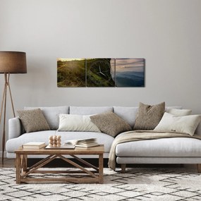 Obraz žien na útese (s hodinami) (90x30 cm)