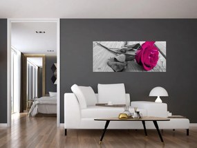 Obraz - Ružová ruža (120x50 cm)