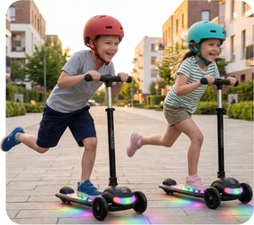 Ricokids Glowi LED balančná Kolobežka pre deti - čierna