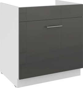 Dolná kuchynská skrinka pod drez Lavera 80 ZL 1S BB (korpus: biela + front: lesk sivý). Vlastná spoľahlivá doprava až k Vám domov. 1134572
