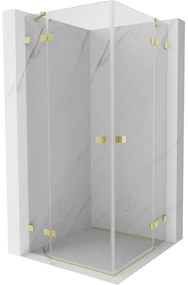Mexen Lunar Duo, výklopný sprchový kút 115 x 115 cm, 8mm číre sklo, zlatý matný profil, 834-115L-115P-55-00