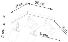 Sollux Lighting Stropné svietidlo WINX 4 čierne/zlaté