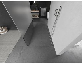Mexen Kioto, sprchová zástena Walk-In 130 x 200 cm, 8mm číre sklo-námraza, brúsená oceľ profil,  800-130-002-97-35