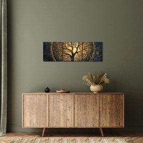 Obraz – Strom so zlatou aurou (s hodinami) (90x30 cm)
