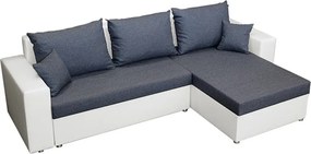 Rohová sedacia súprava Samba II, biela ekokoža/tmavo modrá látka