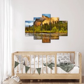 Obraz - Skaly pri jazere (150x105 cm)