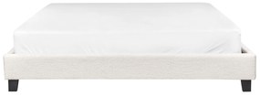 Posteľ s buklé čalúnením 180 x 200 cm krémová ROANNE Beliani