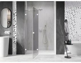 Mexen, Mexen Lunar ľavé otočné sprchové dvere 140 cm, transparentné, biele - 834-140-000-20-00-L