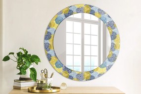Okrúhle ozdobné zrkadlo Modré kvety fi 60 cm