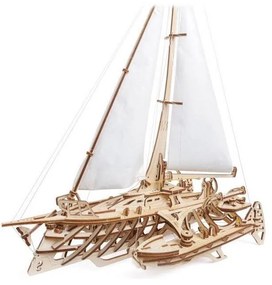 Ugears - 3D drevené mechanické puzzle Plachetnica Merihobus trimarán
