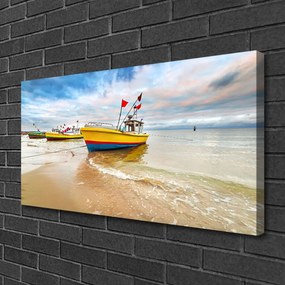 Obraz Canvas Loďky pláž more krajina 120x60 cm