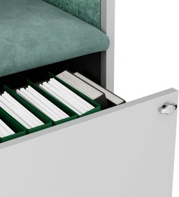 Akustická kabína SALLY MentalBox 600 mm – sivý korpus, zelené sedadlo