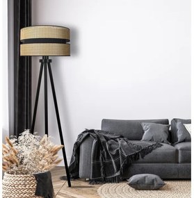 Duolla - Stojacia lampa DUO 1xE27/15W/230V pr. 40 cm ratan/čierna