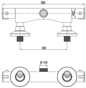 Omnires Mini, nástenná termostatická sprchová batéria, chrómová, OMN-MI1546CR