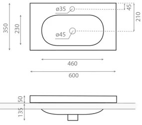 Bathco 0516 - Zapustené umývadlo ICE 60x35 cm živica/biela
