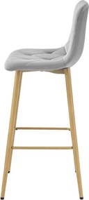 Barová stolička NADO zamatová, svetlosivá / hnedá