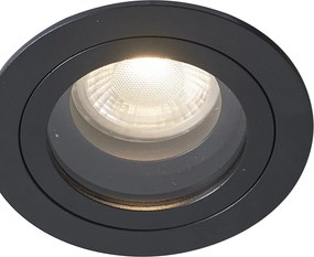 Sada 6 moderných zapustených bodových svetiel čierna otočná a naklápacia IP44 - Chuck