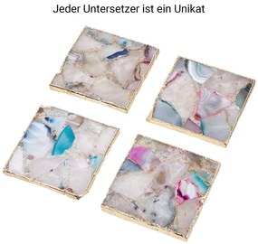 CRYSTAL Podtácka z drahých kameňov štvorcová 10 cm - mix/zlatá