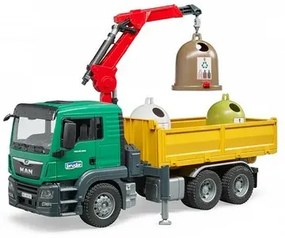 Bruder Nákladné auto MAN s 3 recyklačnými popolnicami a fľašami, 54,5 x 18,5 x 27 cm