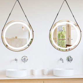 Tutumi Tutumi, LED zrkadlo 60cm so zlatým rámom na čiernom páse YH-3339, zlatá matná, HOM-01504