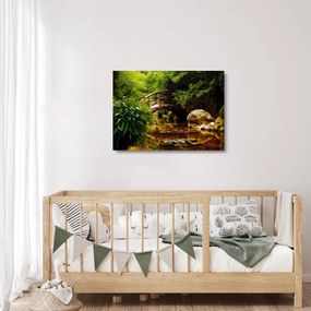 Sklenený obraz - Most cez riečku (70x50 cm)