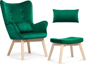 SOFOTEL Kreslo s opierkou na ruky a podnožkou Norse 2046 - tmavozelené