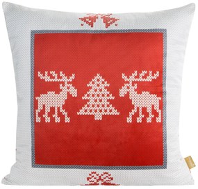 VIANOČNÁ DEKORAČNÁ OBLIEČKA NA VANKÚŠ REINDEER 1KS 60X60 CM VZOROVANÁ