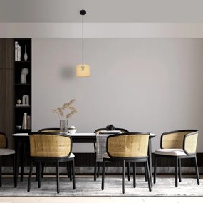 Luster na lanku ALBA 1xE27/15W/230V pr. 20 cm ratan/čierna