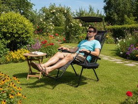 CH Záhradné skladacie relaxačné kreslo so strieškou Zero III - čierna