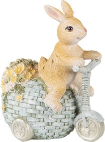Dekorácia soška králik na vajíčku trojkolke - 11*8*13 cm