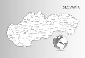 Obraz čiernobiela mapa Slovenskej republiky - 90x60
