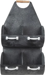 Čierna antik kovová nástenná polica so 4mi boxmi - 35*41*66 cm