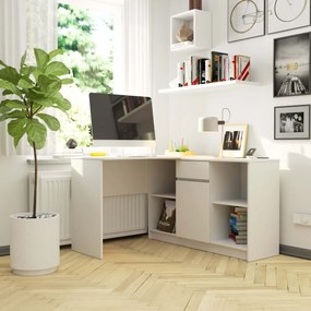 Rohový psací stůl B-17 s komodou bílý