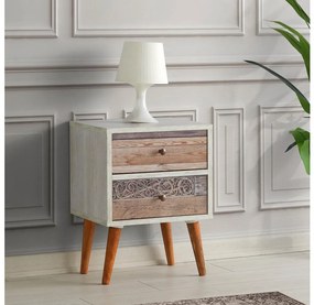 Asir Nočný stolík MALMO 55x40 cm biela/hnedá 854KLN3303