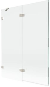 Mexen Lunar, 2-krídlová vaňová zástena ľavá 130 x 150 cm, číre sklo, brúsená oceľ, 897-130-100-97-00-L