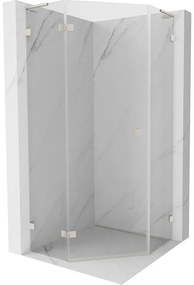 Mexen Lunar, L päťuholníkový sprchový kút naklápací doľava 100x100 cm, 8mm číre sklo, oceľový profil, 831L-100L-100P-97-00-L