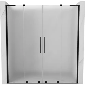 Mexen Velar L Duo, posuvné sprchové dvere do otvoru 200 cm, 8mm sklo námraza, čierna matná, 871-200-003-32-70