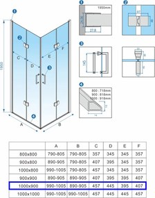 BPS-koupelny Obdĺžnikový sprchovací kút HYD-OK13A 100x90 chróm/transparent + vanička HYD-OSV-ST04A biela