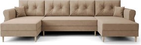 Rozkladacia sedacia súprava do U SILVIANO 300x140 cm, béžová + 2 vankúšiky ZDARMA
