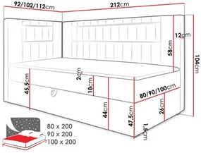 Jednolôžková posteľ 80cm Rivaldi 3 (biela + červená). Vlastná spoľahlivá doprava až k Vám domov. 1122304